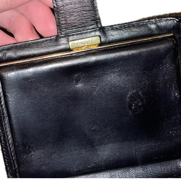 GUC CHANEL CC Logo CAVIAR Wallet Card Holder Black Leather CLASSIC LUXURY! - Picture 6 of 12